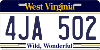 WV license plate 4JA502