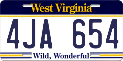 WV license plate 4JA654