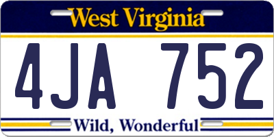 WV license plate 4JA752