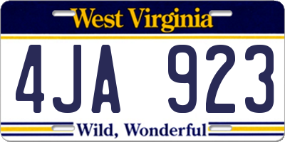 WV license plate 4JA923