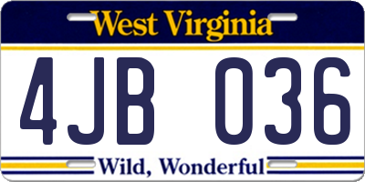 WV license plate 4JB036