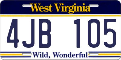 WV license plate 4JB105