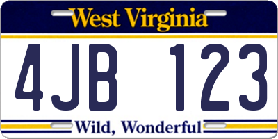 WV license plate 4JB123