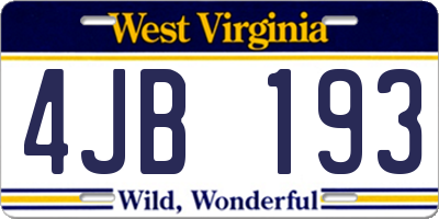 WV license plate 4JB193