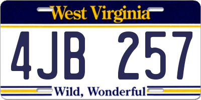 WV license plate 4JB257