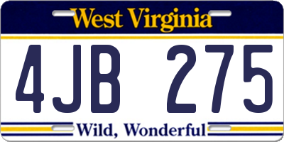 WV license plate 4JB275