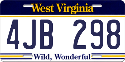 WV license plate 4JB298