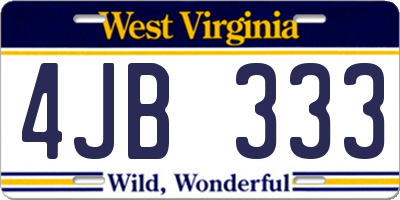 WV license plate 4JB333
