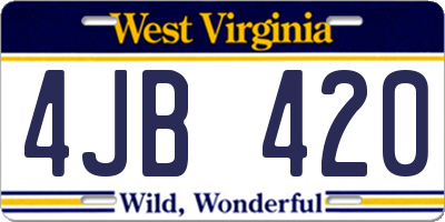 WV license plate 4JB420