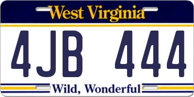 WV license plate 4JB444