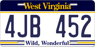 WV license plate 4JB452