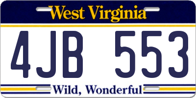 WV license plate 4JB553