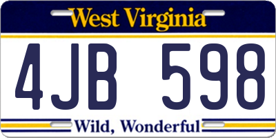 WV license plate 4JB598