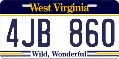 WV license plate 4JB860