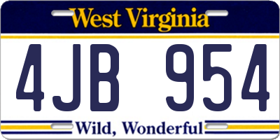 WV license plate 4JB954