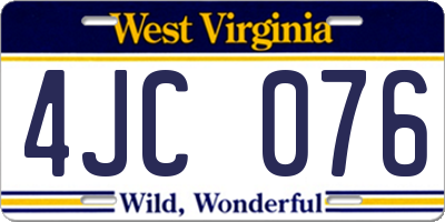 WV license plate 4JC076