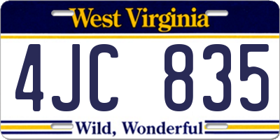WV license plate 4JC835