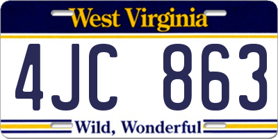 WV license plate 4JC863