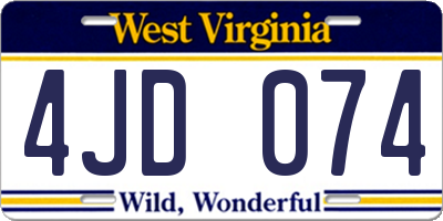 WV license plate 4JD074