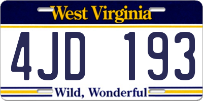 WV license plate 4JD193