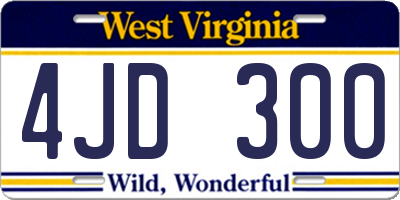 WV license plate 4JD300
