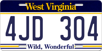 WV license plate 4JD304