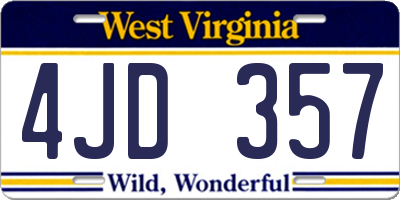 WV license plate 4JD357