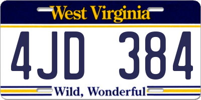 WV license plate 4JD384