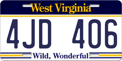 WV license plate 4JD406