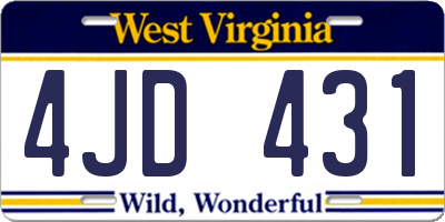 WV license plate 4JD431