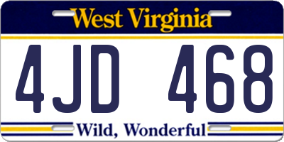 WV license plate 4JD468
