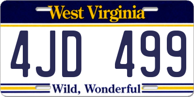 WV license plate 4JD499