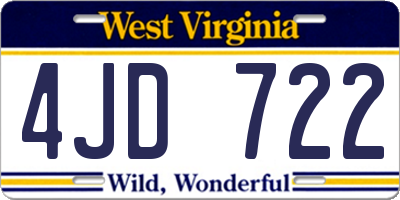 WV license plate 4JD722