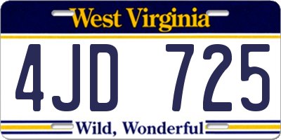 WV license plate 4JD725
