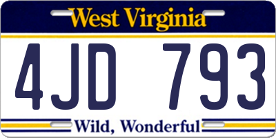 WV license plate 4JD793
