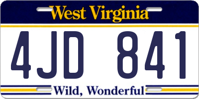 WV license plate 4JD841