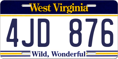 WV license plate 4JD876