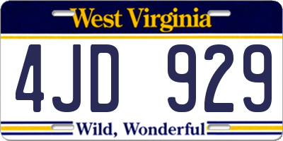 WV license plate 4JD929