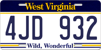 WV license plate 4JD932