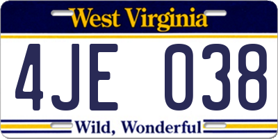 WV license plate 4JE038