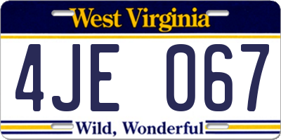 WV license plate 4JE067