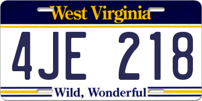 WV license plate 4JE218