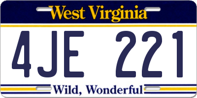WV license plate 4JE221