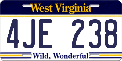 WV license plate 4JE238