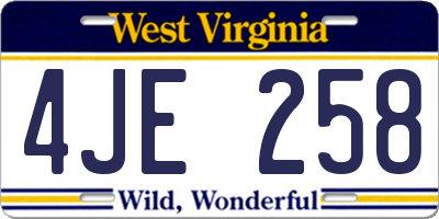 WV license plate 4JE258