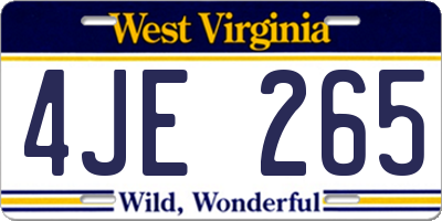 WV license plate 4JE265