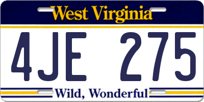 WV license plate 4JE275