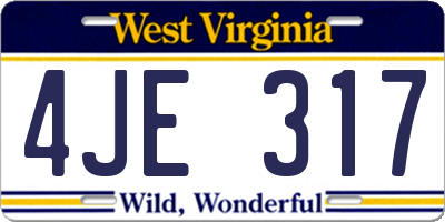 WV license plate 4JE317