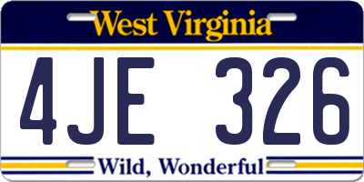 WV license plate 4JE326