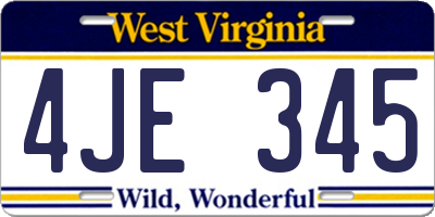 WV license plate 4JE345